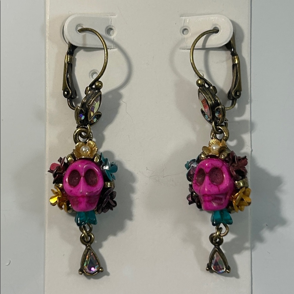 NWOT Day OF The Dead Sugar Skull Designer Earrings By Sweet Romance